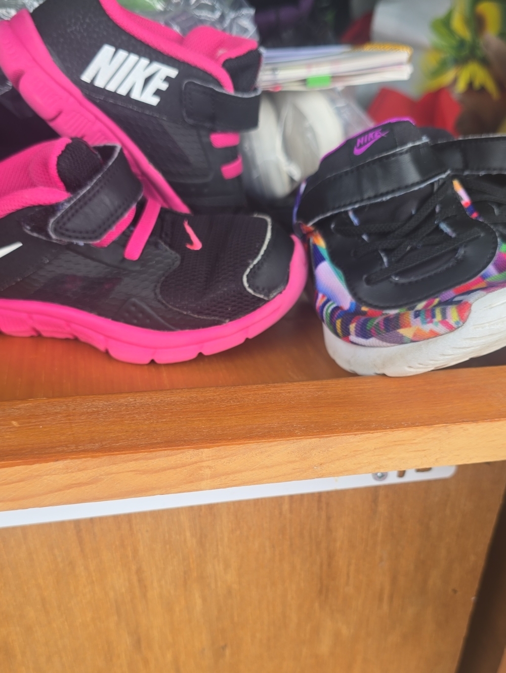 Nike Kids Black & Hot Pink Velcro Athletic Sneakers